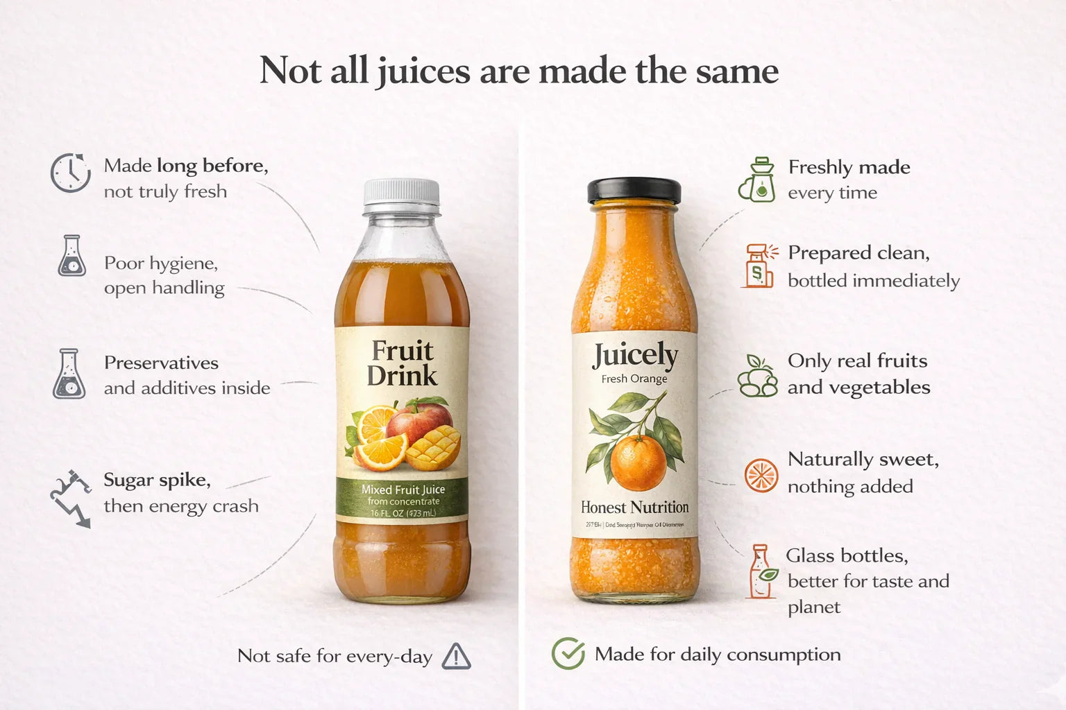 Cold pressed juice vs regular juice comparison
